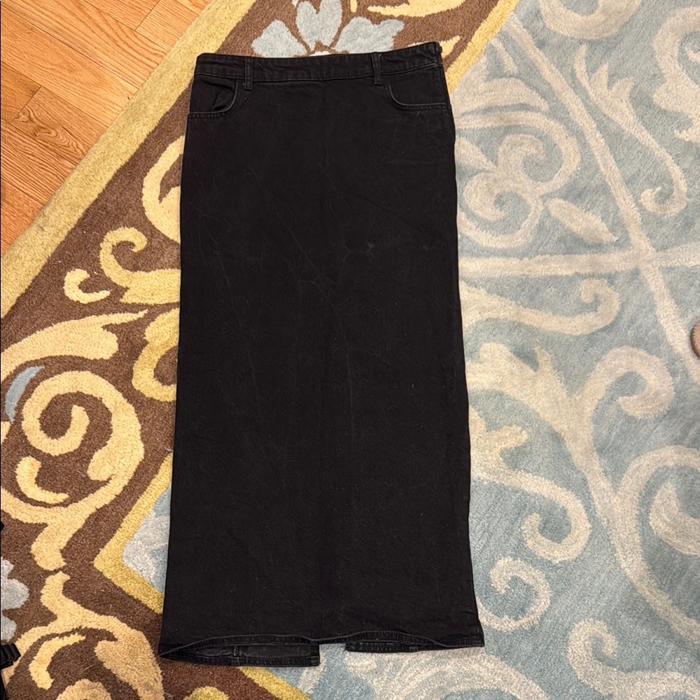 Zara Black Maxi Denim Skirt